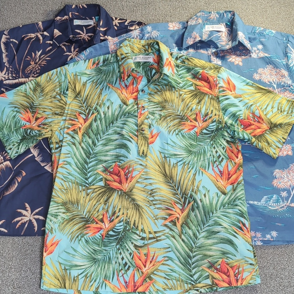 Tori Richard Hawaiian Shirt Pop-Over Tunic Lot of 3 Size Small Floral Vacation